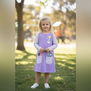 Purple Striped Kids Casual Dress
